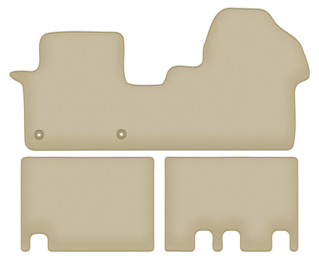 Velours-Fußmatten PREMIUM beige passend für Citroen Jumpy III (2018-, 2 Reihen) – mit Befestigungen – passgenau