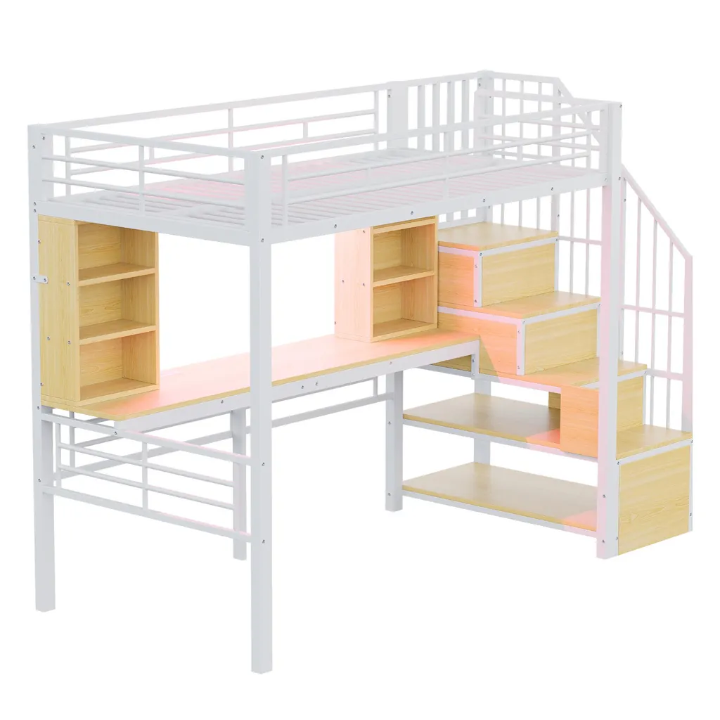 Lit combiné métal blanc 90x200 avec prise secteur et éclairage LED - 10