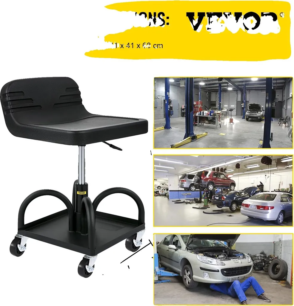 Siège d'atelier 300lb avec vérin pneumatique et plateau porte-outils fixe
