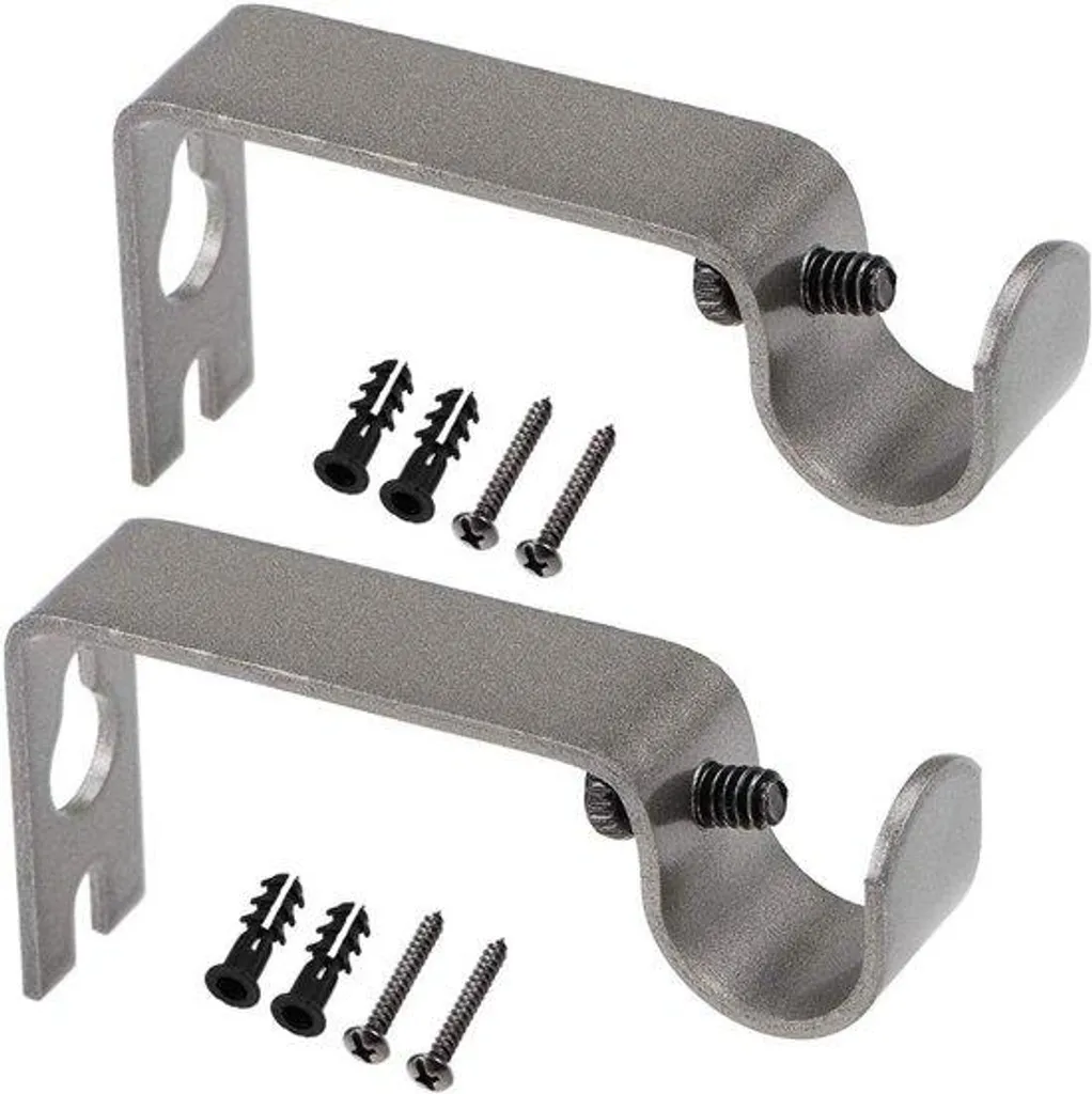 Lot de 2 supports pour barres en fer gris 16 mm robuste et durable