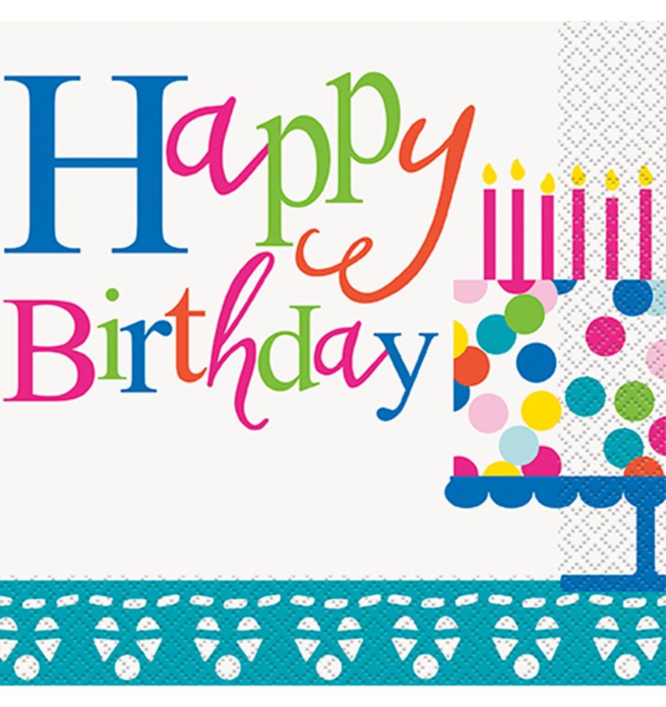 Servietten "Happy Birthday Rainbow" | 16Stk./33x33cm