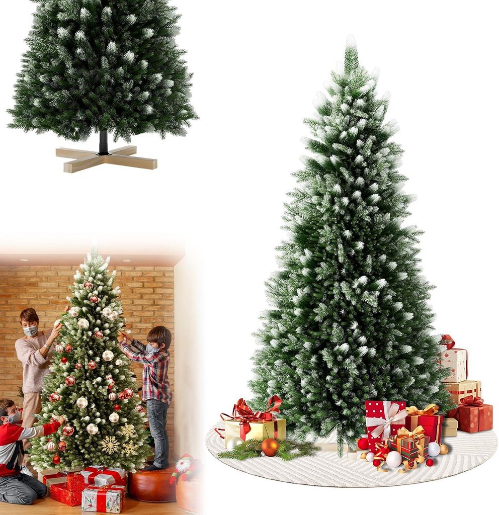 LARS360 Umelý vianočný stromček, výška 150 cm, s dreveným Obrázok produktu 