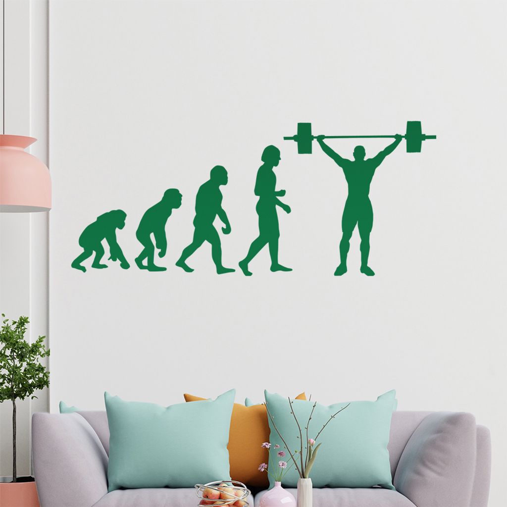KIWISTAR Evolution Gewichtheber Charles Darwin Wandtattoo in 6 Größen - Wandaufkleber Wall Sticker - Dekoration, Küche, Wohnzimmer, Schlafzimmer...