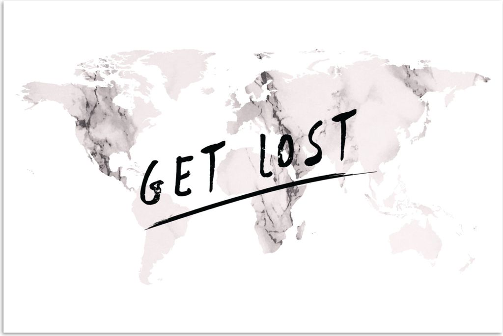 MuchoWow Poster Weltkarte - Marmor - Zitat 180x120 cm - Fotoplakat