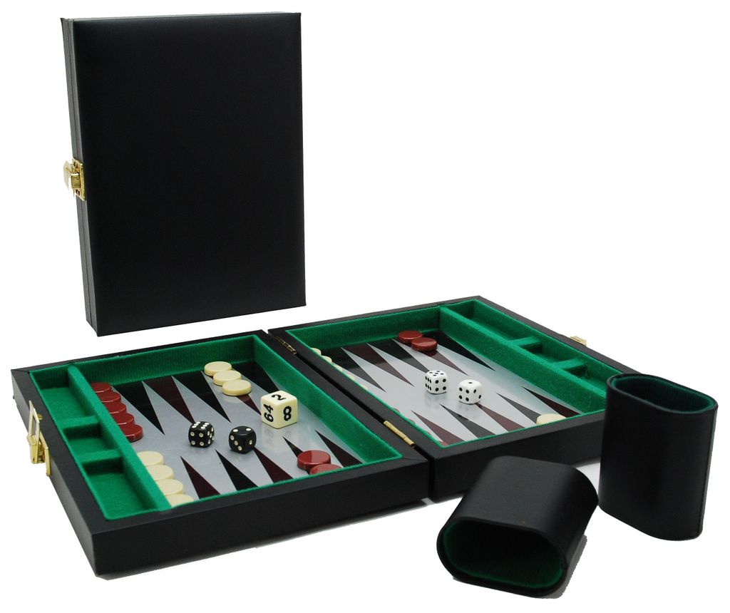 HOT Games Backgammonkoffer magnetisch schwarz 23x17