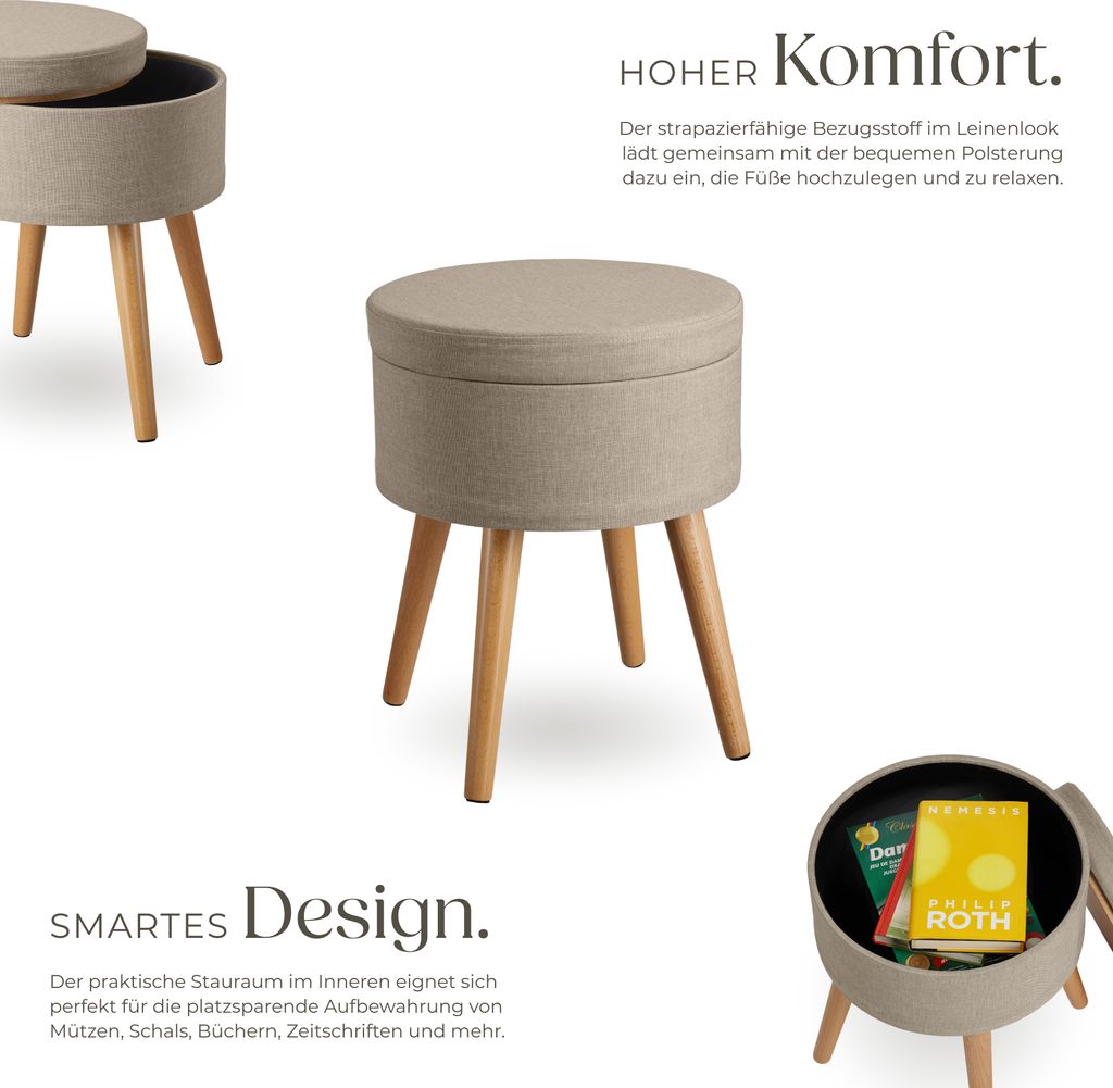 Stolička s úložným priestorom Yara 42,5 x 42,5 x 45,5 cm Obrázok produktu 3