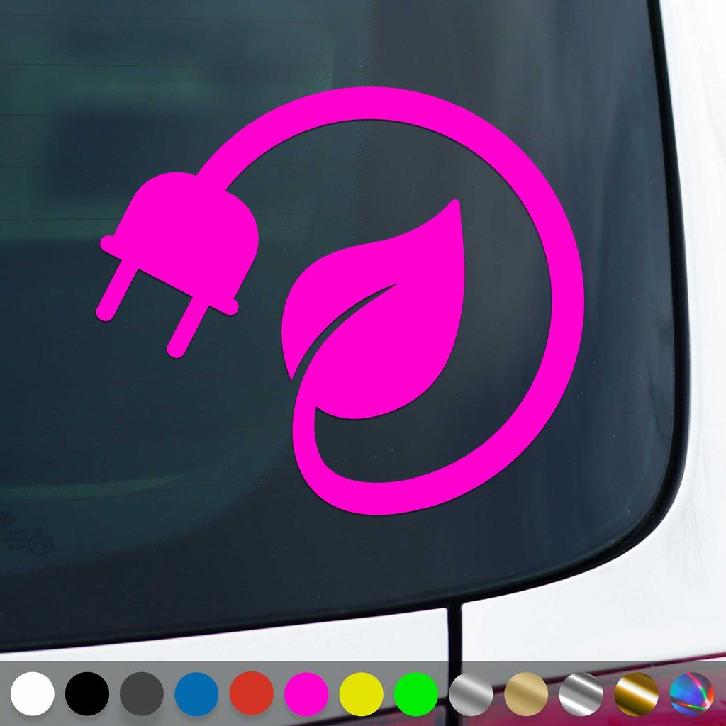 PantherPixel Erneuerbare Energien Aufkleber Strom Elektromobilität Sticker Auto Geschenkidee Farbe Neon-Pink