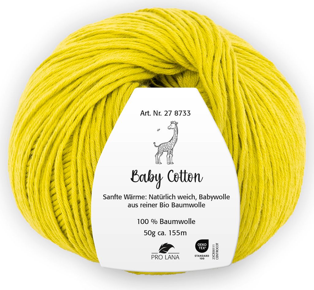 Pro Lana BABY Baumwolle 50 g 100 % Baumwolle Babywolle speichelecht 155 m Farbe 074 - anis