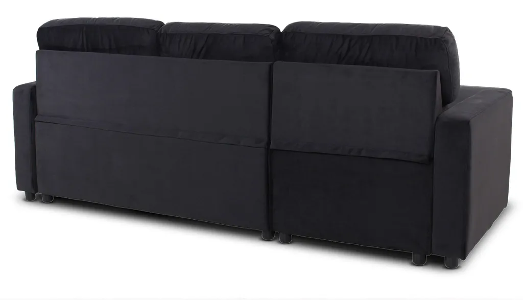 Canapé d'angle convertible réversible en velours noir modèle Baleares - 7