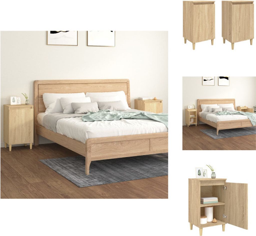 vidaXL Nachttische 2 Stk. Sonoma-Eiche 40x35x70 cm Holzwerkstoff - Nachttische