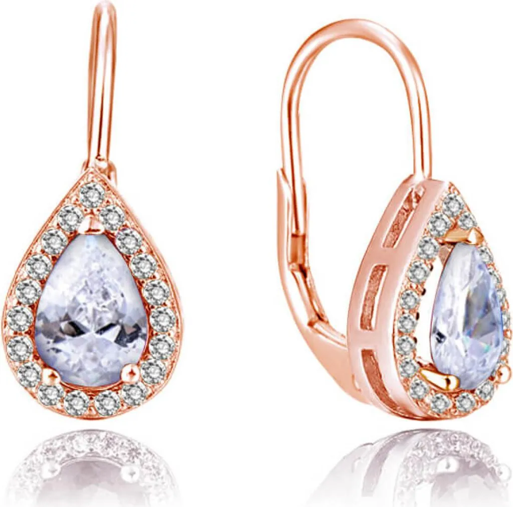 Bijoux d'oreilles dorés à l'or rose sertis de zircons brillants AGUC22
