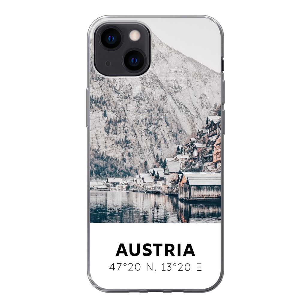 MuchoWow Handyhülle Schutzhülle Hülle für iPhone 13 Österreich - Wasser - Berge - Alpen Silikon Softcase Handy Hülle - Karteninhaber