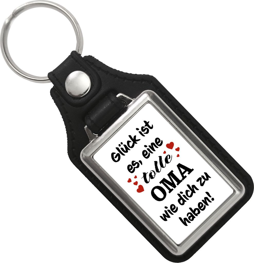 Tolle Oma Glück Schlüsselanhänger mit Kunstleder-Anhänger