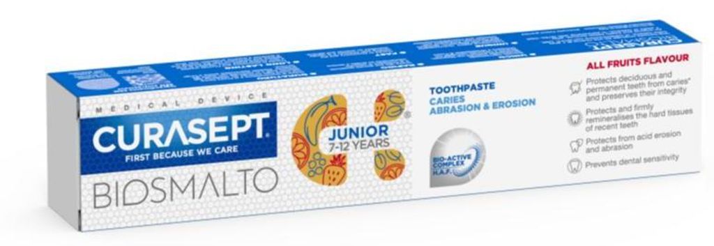 Curasept Biosmalto Junior Zahnpasta gegen Karies, Abrasion Produktbild 