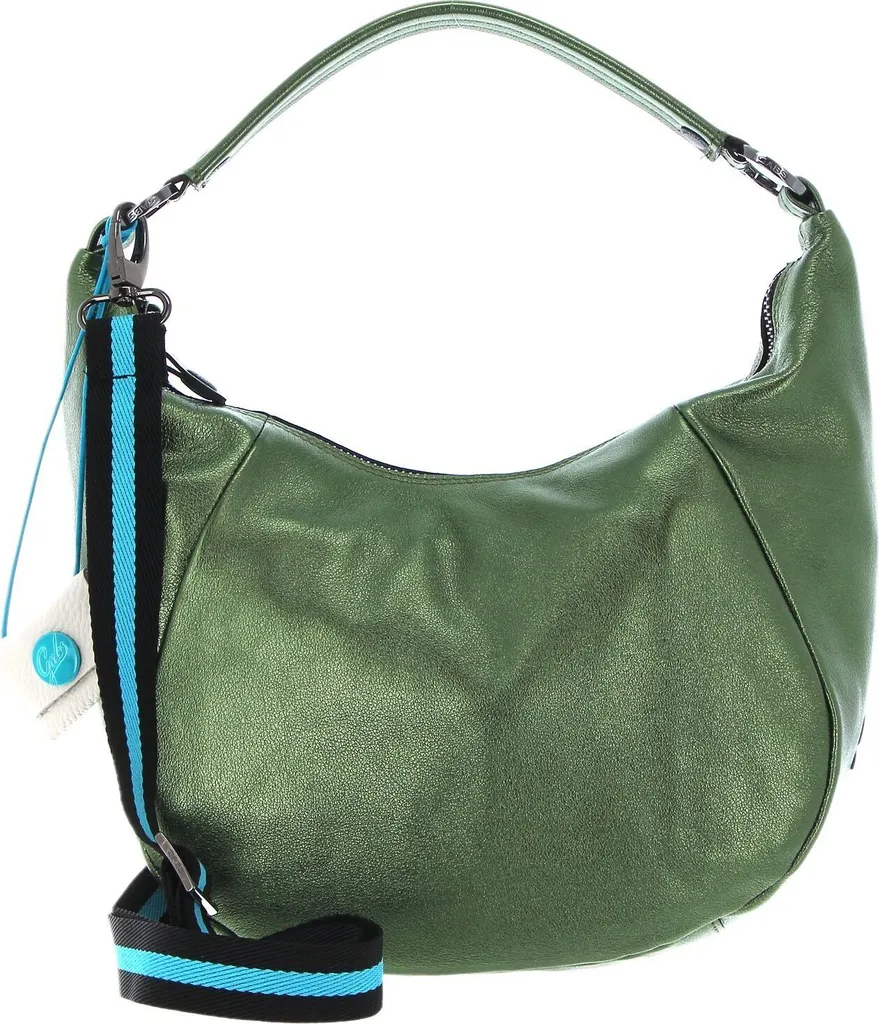 Gabs Penelope TG Splendente Sac à Épaule en Cuir Noir et Vert Sapin