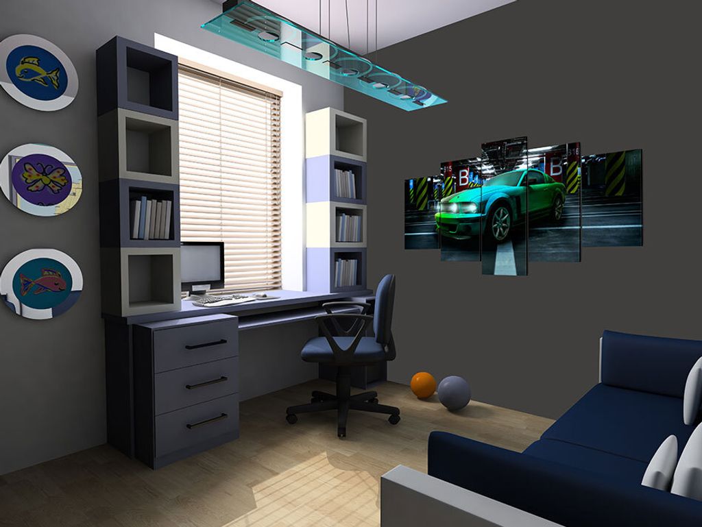 Akustikbild Auto 200x100 cm Bilder Akustikschaum Hochleistungsschallabsorber Schallschutz Leinwand 5 tlg Wandbild Raumakustik Schalldämmung i-A-01...