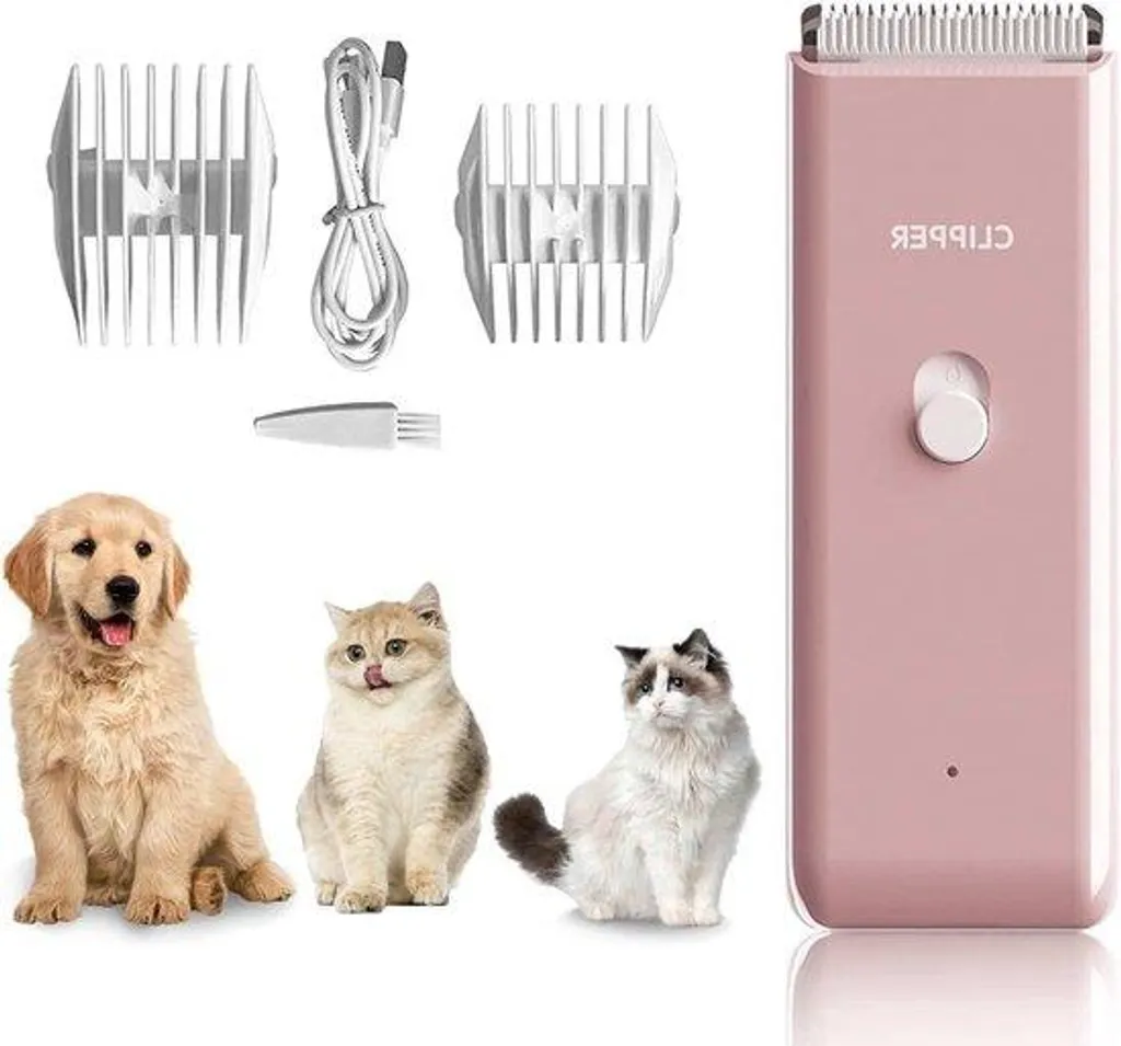 Tondeuse sans bruit pour chiens rose sans fil avec lames de précision