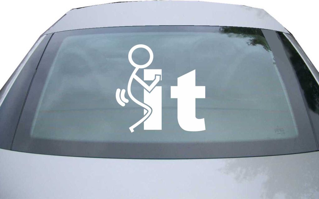 Indigos UG - Aufkleber Heckscheibe & Motorklappe DE2108 - weiß - 600x591 mm - Fuck It - Auto Scheiben Fenster Heckklappe Tuning Racing JDM - Die cut