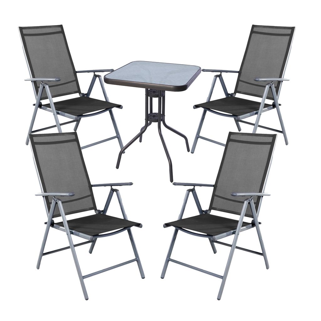 5-tlg Bistro Garnitur Bistromöbel Klappstuhl Stuhl Tisch Sitzgruppe