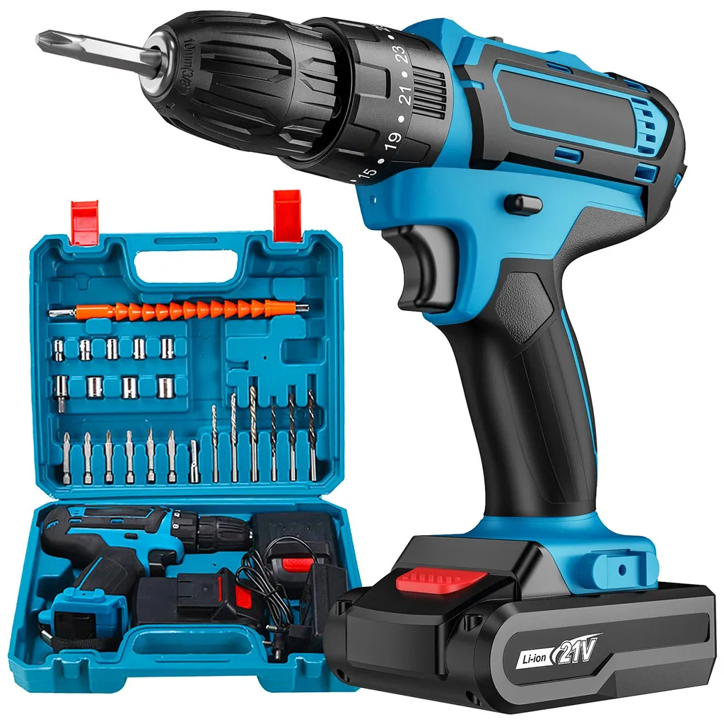 Perceuse Électrique Mandrin Sans Clé Vitesse Variable 2 Batteries 20V