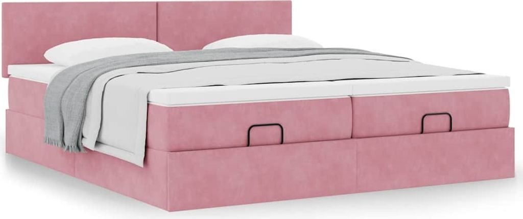 Möbel Ottoman-Bett mit Matratzen Rosa 160x200 cm Samt - Klassische Betten 3312055