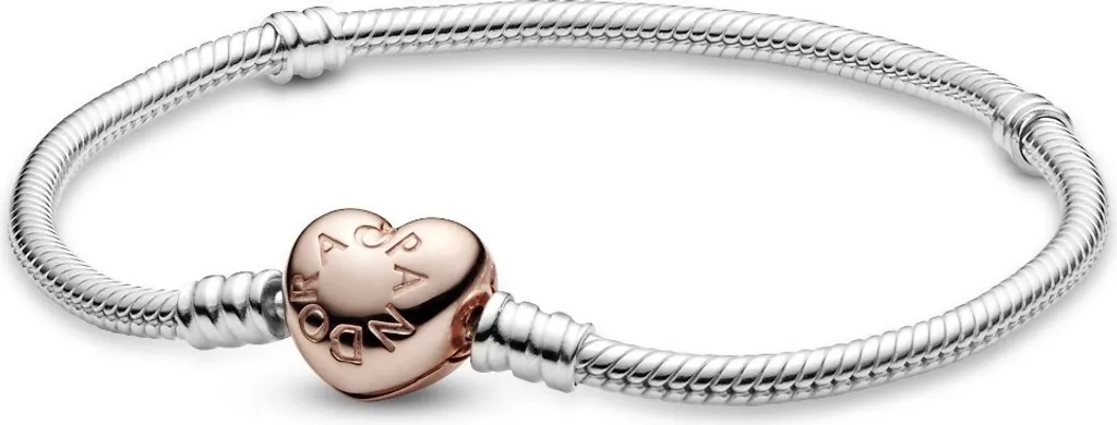 Pandora Moments bracciale a maglie a cuore e serpente 580719 bracciale da donna, misura del bracciale: 17 cm