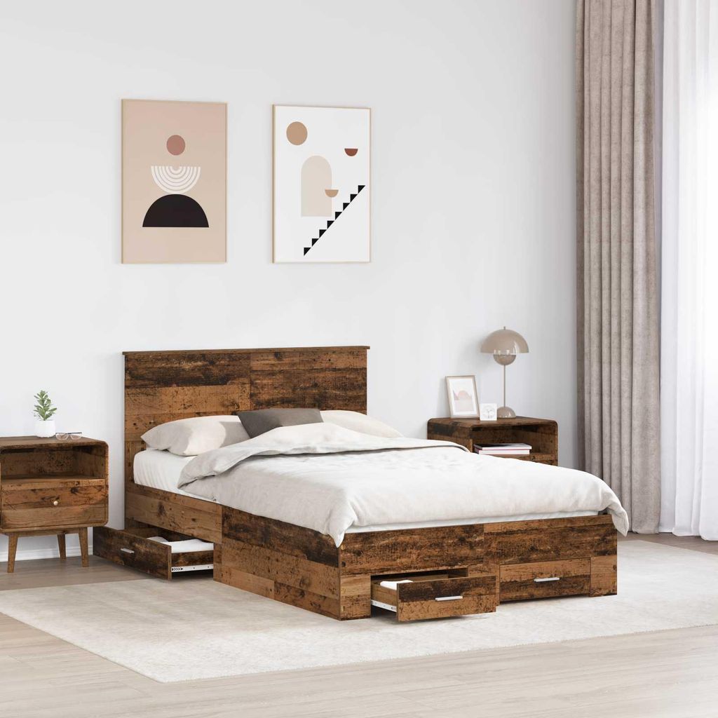 Eleganter Möbel Bettrahmen mit Kopfteil Altholz 120 x 190cm Holzwerkstoff - CJG552388 - Klassische BettenJugendbett Tagesbett
