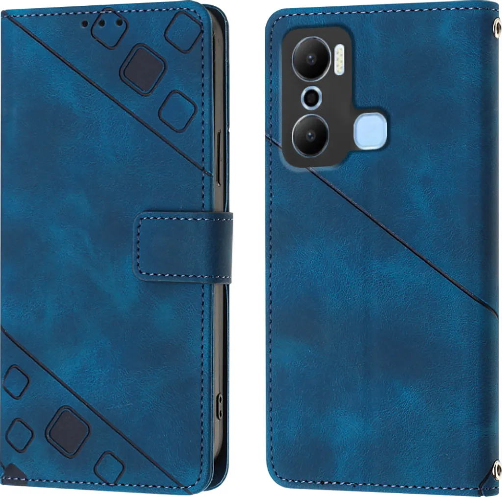 Cover Portafoglio Infinix Hot 20 Play Blu - Pelle PU con Supporto