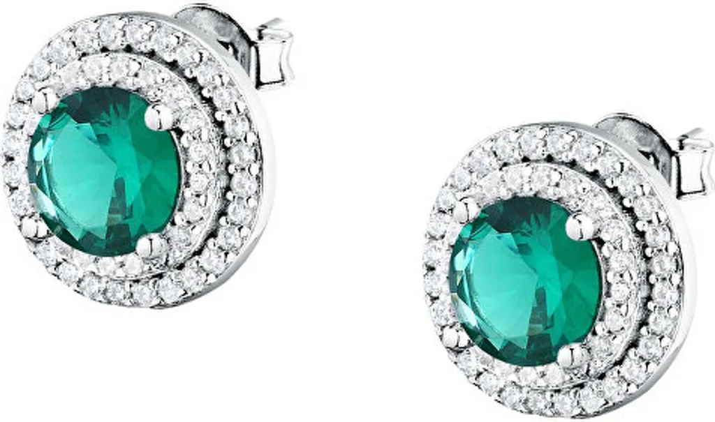 Orecchini in argento con zirconi verdi Tesori SAIW275