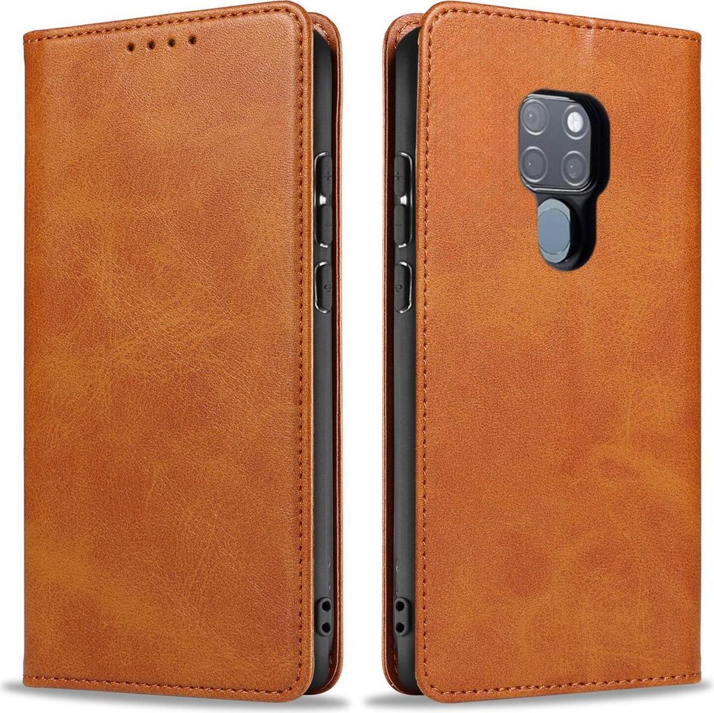 Handyhülle für Huawei Mate 20 Kunstleder Flip Cover Hülle Handytasche Case Kartenfach Farbe: Hellbraun