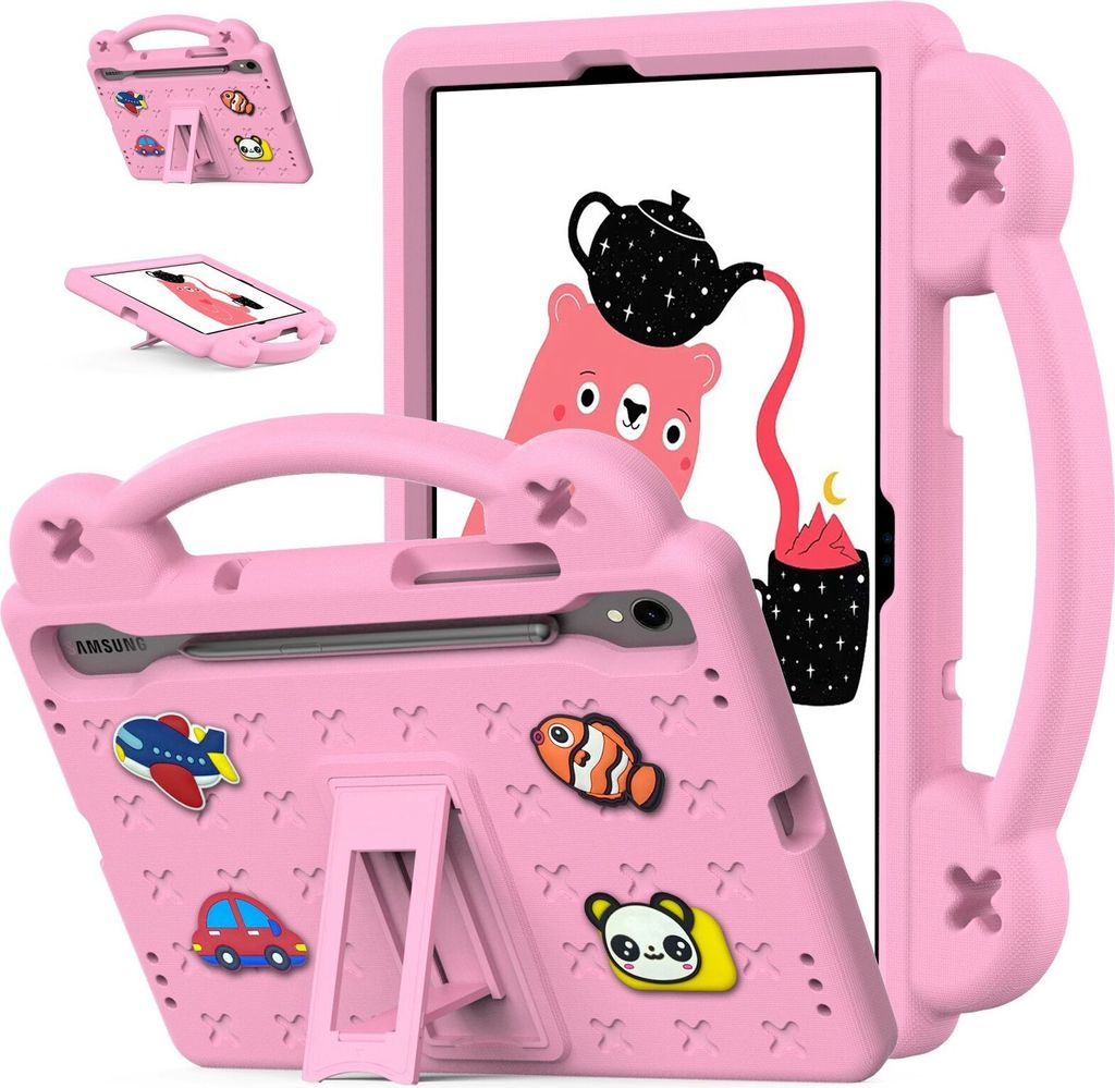 Schutzhülle für Samsung Galaxy Tab S10 FE 11"/Tab S10 Lite 10,9" 2025 Niedliche Hülle für Kinder, Stoßfest mit Griff und Ständer Pink