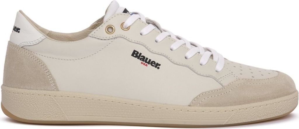 Weißer Herrensneaker mit Kontrastdetails und herausnehmbarem Fußbett