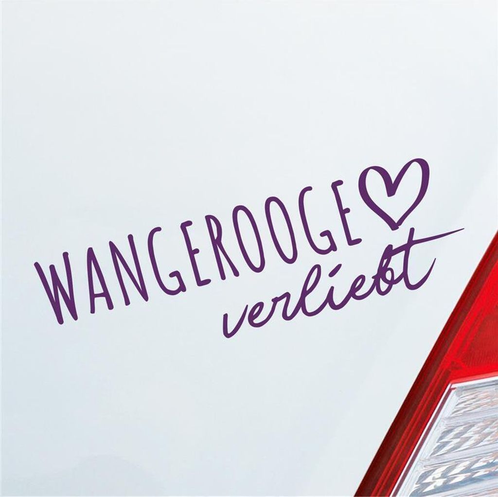 Auto Aufkleber Wangerooge Herz Insel Nordsee Liebe Car 19x6 cm Lila Sticker Heckscheibenaufkleber