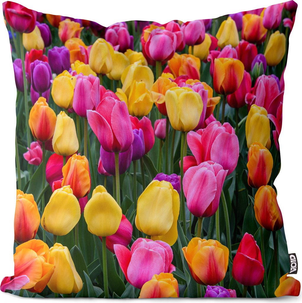 VOID Tulpenfeld Holland Tulpen rosa Kissenbezug Kissenhülle Polyester wasserfest Outdoor Indoor