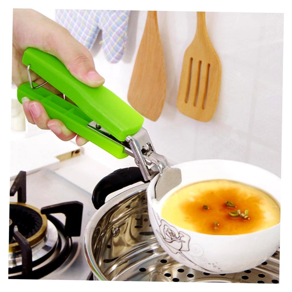 Edelstahl- und Kunststoff-Schüssel-Clip-Greifer Kompakt und Tragbar mit Federmechanismus und Sicherheitsverschluss zum Bewegen von Geschirr und Sc...