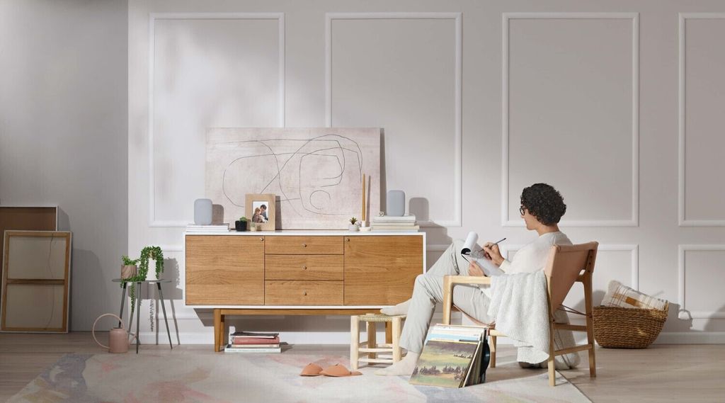 Google Nest Audio Kreide Smart Speaker Assistant Produktbild 38