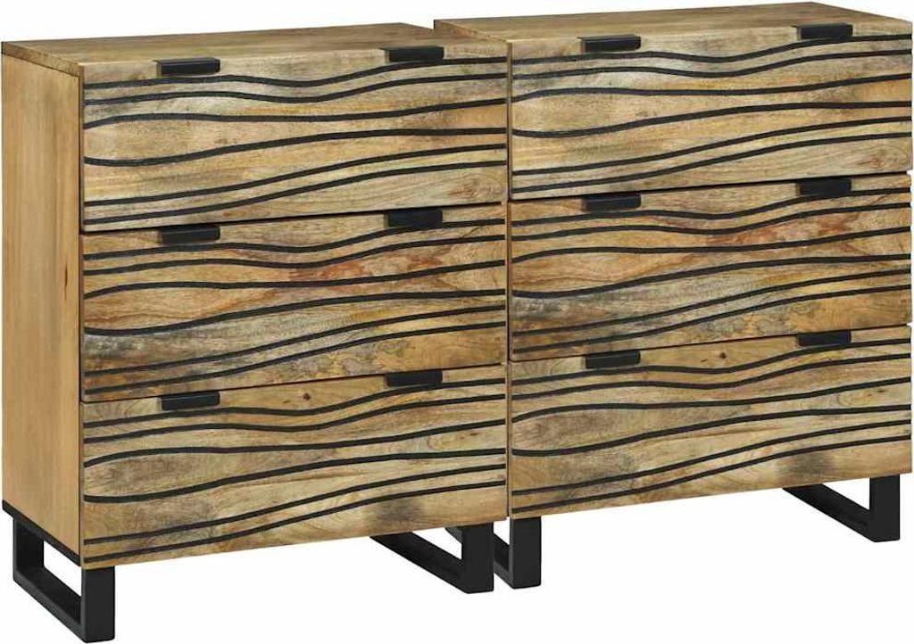 Möbel Sideboards mit Schubladen mit Speicher 2 pcs Braun Mittel Massives Mangoholz - Kommoden 3310040