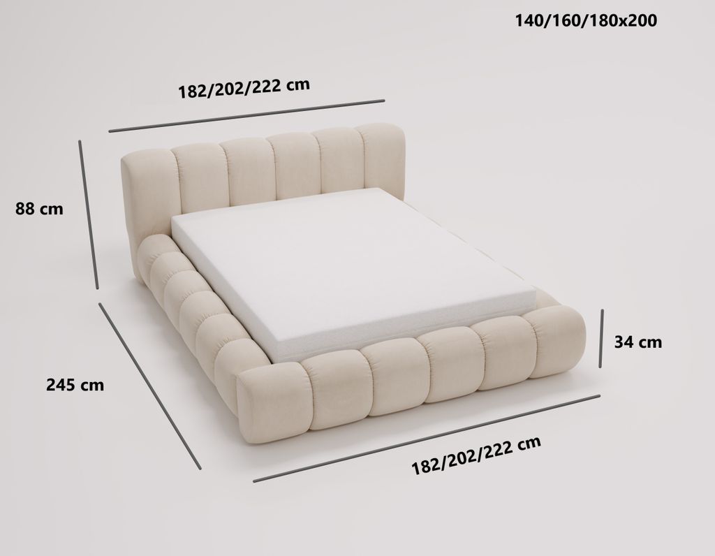 Čalouněná postel 180x200 Cloud Boucle - Manželská postel s Obrázek produktu 6