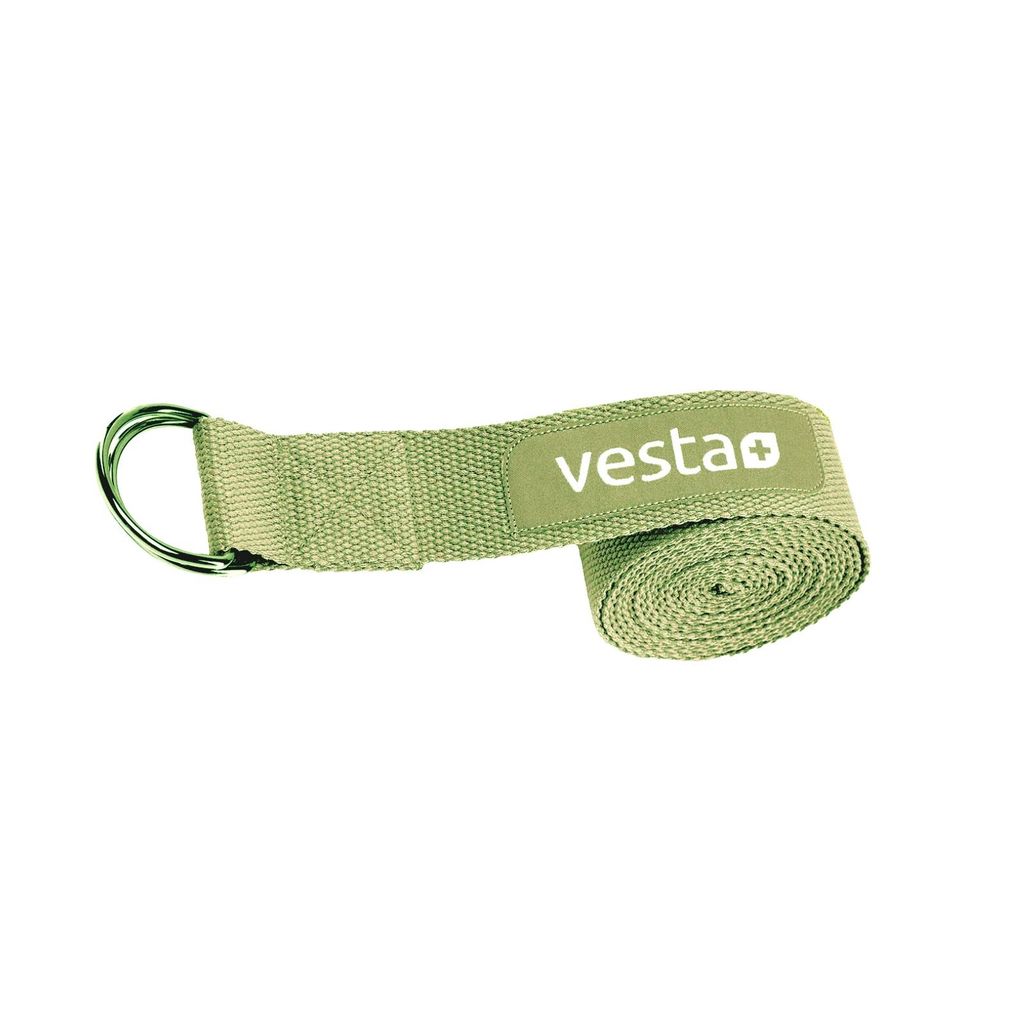 Vesta+ Yogagurt Grün 100% Baumwolle 2,5 m Metall Verschluss Yoga Gurt Gürtel 250 x 3,8 cm Strap Yogaband Yogaschlaufe