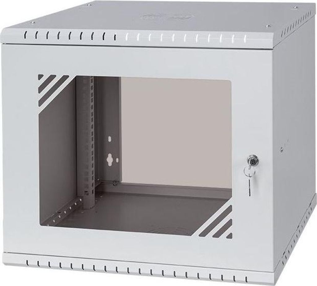Serverschrank 19" 9U, 450mm, Glastür, grau