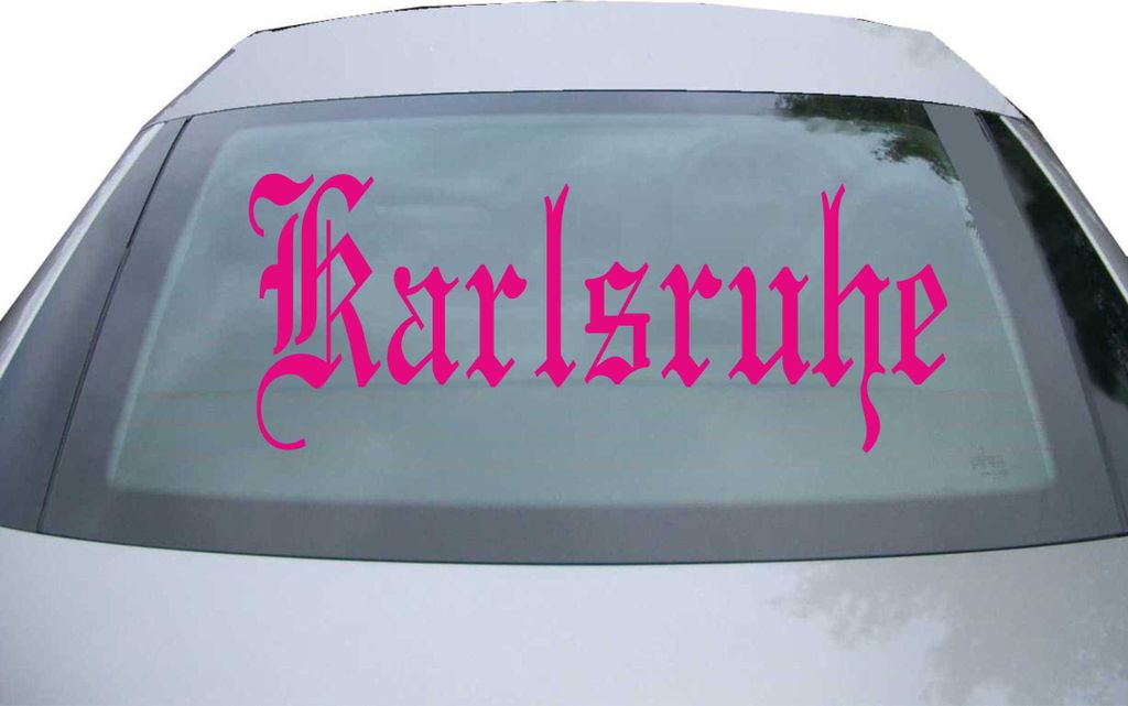 Indigos UG - Aufkleber Heckscheibe & Motorklappe DE6524 - pink - 600x240 mm - Stadt Karlsruhe - Auto Scheiben Fenster Heckklappe Tuning Racing JDM ...