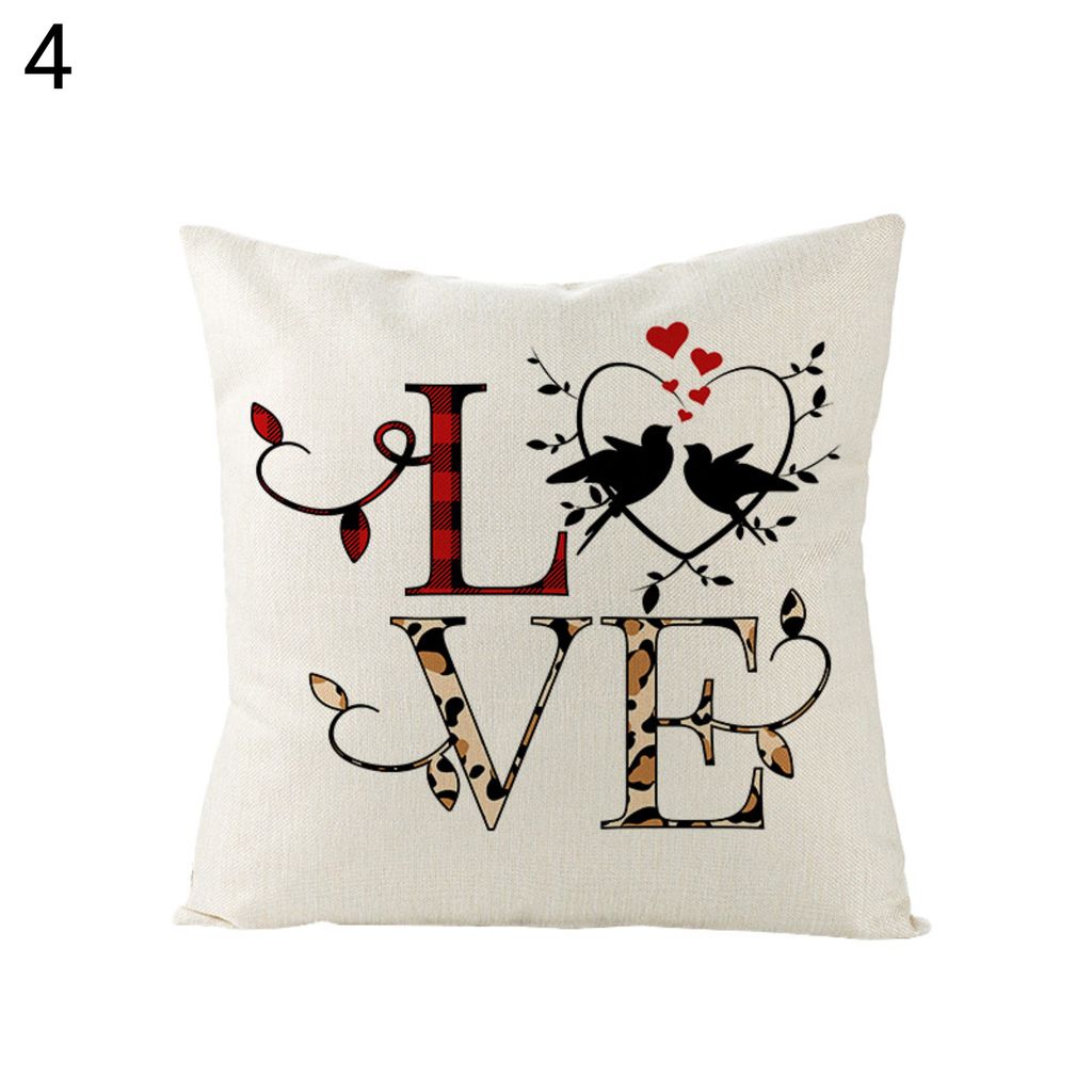 Valentinstag Kissenkoffer Romantische bequeme Berührung Plaid 45x45 cm Leinen Valentiner lieben dekorative Kissenbezug für Sofa Couch Bett-4