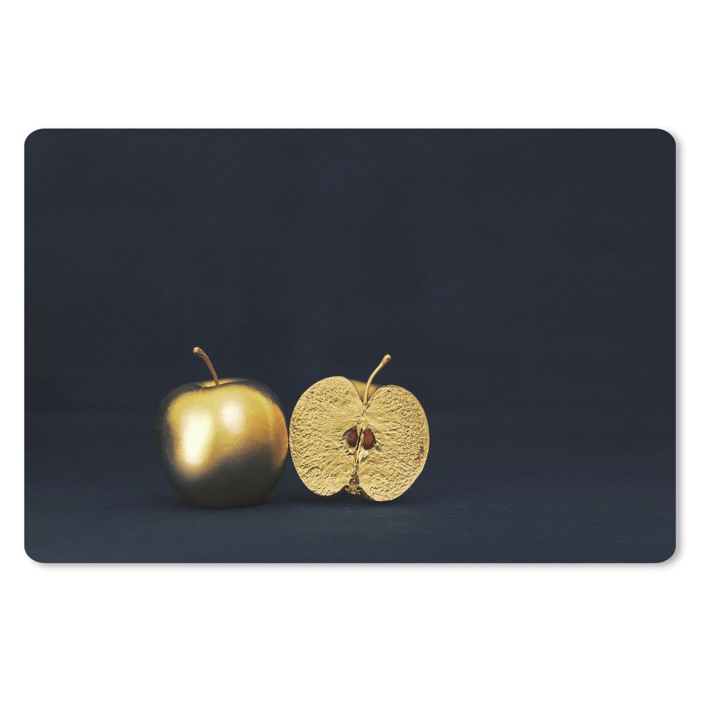 MuchoWow Mauspad Mousepad Stilleben mit einem goldenen Apfel auf schwarzem Hintergrund 27x18 cm - Mousepads - Maus Mat - Pad - Mausunterlage - B...