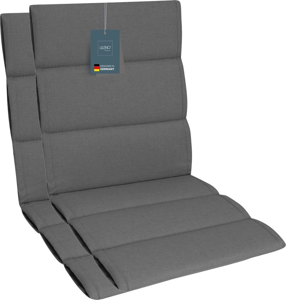 LILENO HOME Gartenstuhl Auflagen als [2er Set - Niedriglehner] in Stone - bequeme Liegen als Sitzauflagen für Gartenmöbel - Stuhlkissen für Gart...