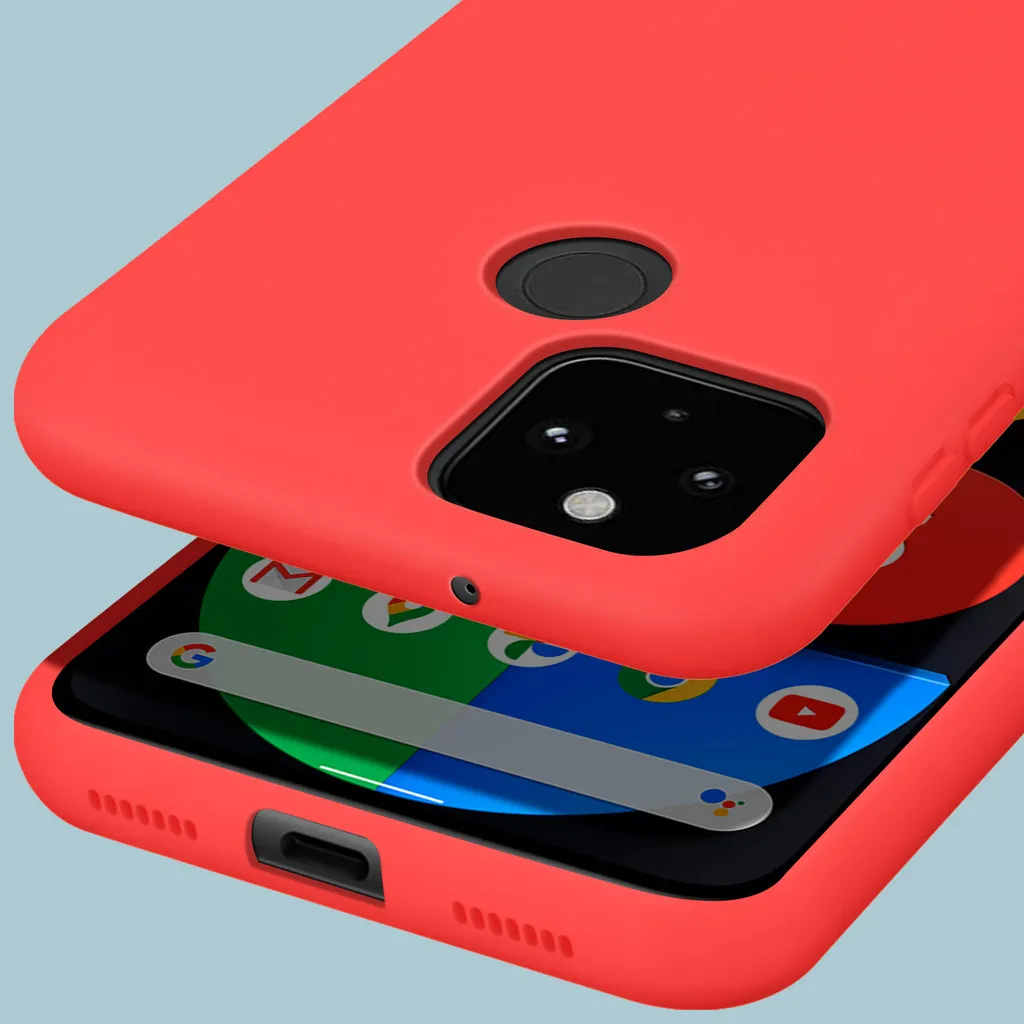 Cover Protettiva Google Pixel 5 Rosso Silicone - Shockproof Leggero - 6