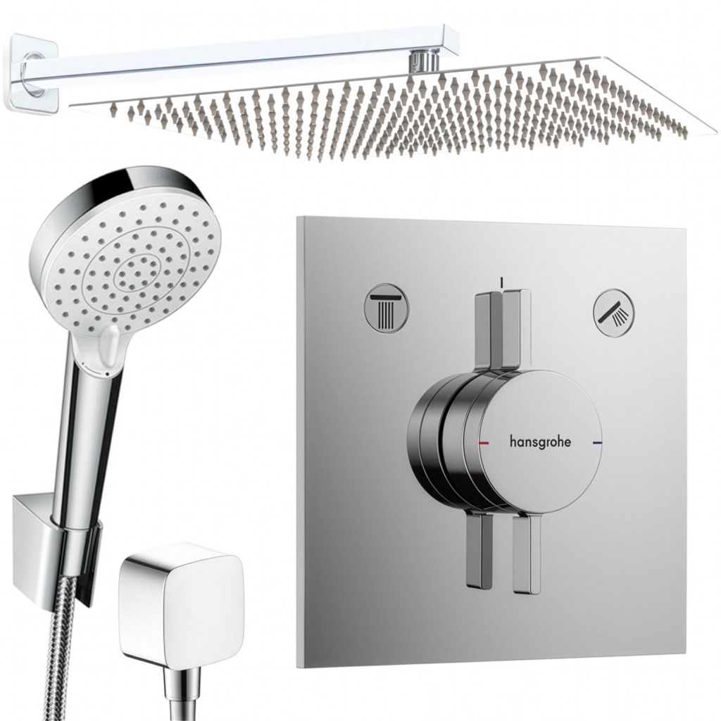 Hansgrohe und Jowi Duscharmatur Unterputz Duschsystem mit 360mm Kopfbrause, DuoTurn E Duscharmatur, OHNE iBox 2
