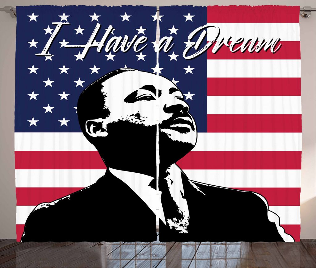 ABAKUHAUS Americana Rustikaler Vorhang, Martin Luther King, Wohnzimmer Universalband Gardinen mit Schlaufen und Haken, 280 x 175 cm, Mehrfarbig