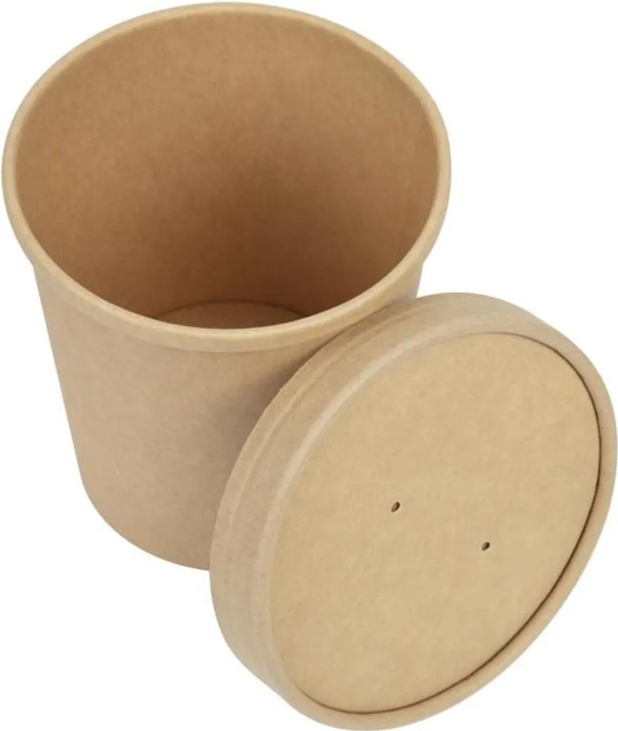 Couvercle papier kraft micro-ondable pour pot à soupe 450 ml - Lot de 500 - 6