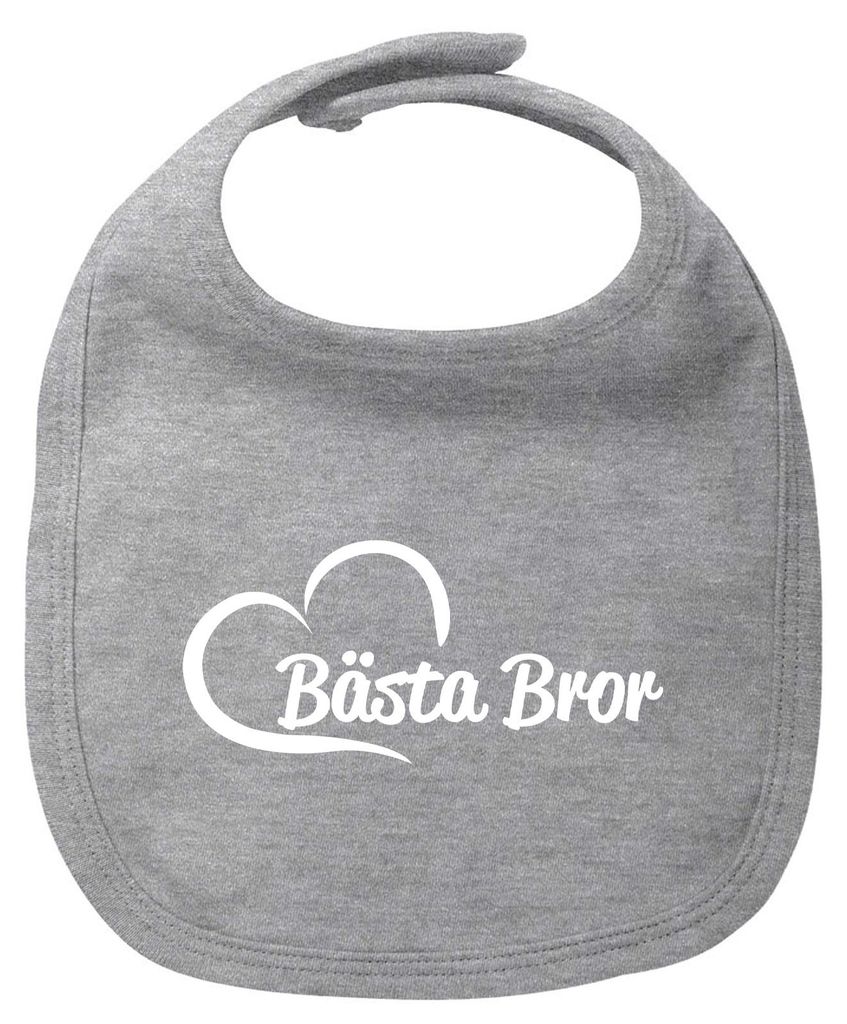 Huuraa Baby Lätzchen Bästa Bror Hjärta Heather Grey Klettverschluss Baumwolle Latz Geschenkidee