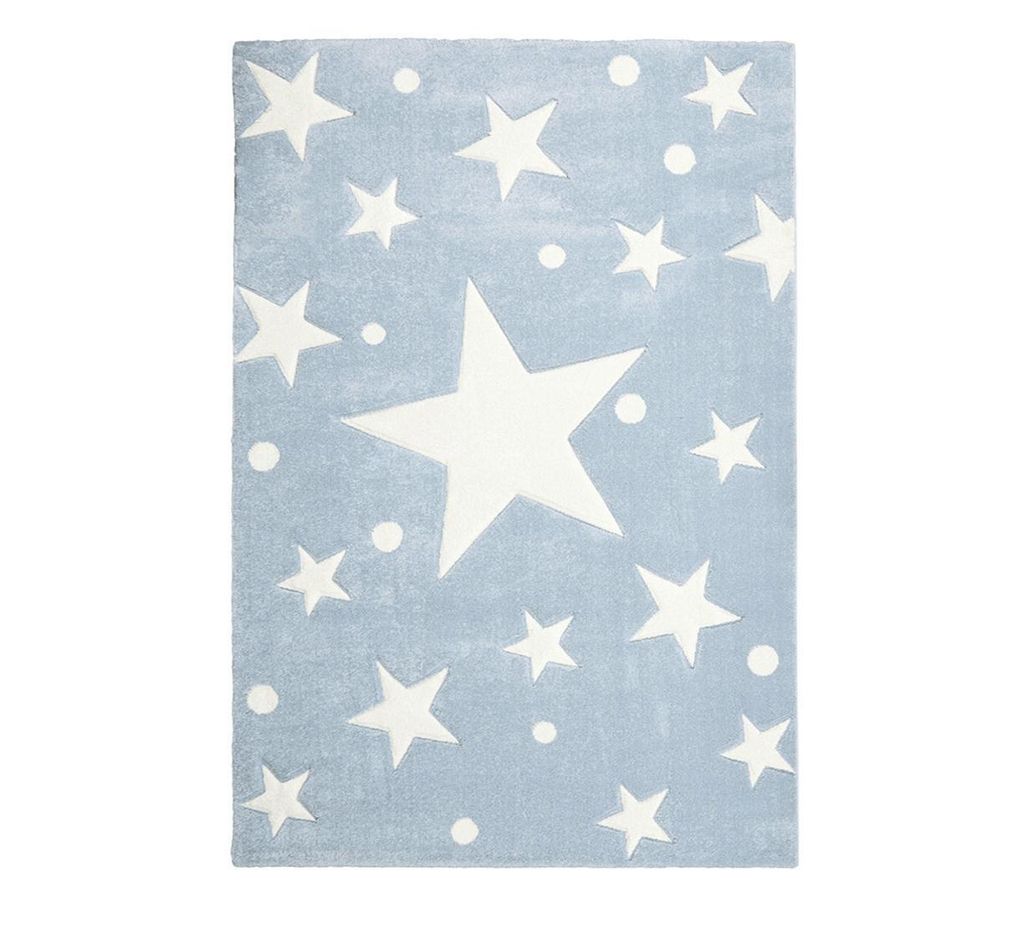 Livone Teppich Happy Rugs Stars Blau - Weiß 160 cm x 230 cm
